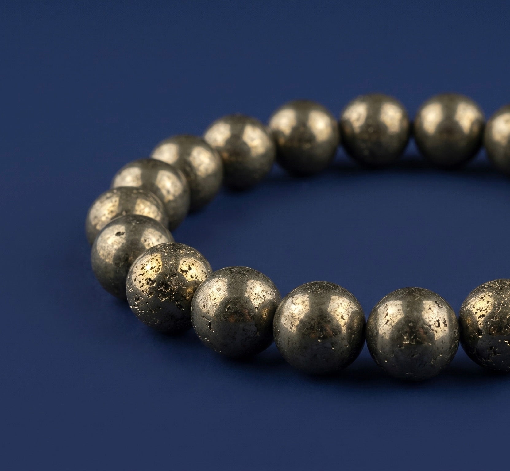 Natural Pyrite Bracelet – Pyrite Beaded Bracelet for Wealth, Success & Protection - Image 2